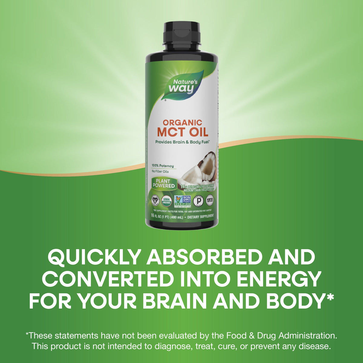 Daily Care fully Organic MCT Oil - For Brain and Body Fuel for daily home and personal routines with pantry foods and beverages
