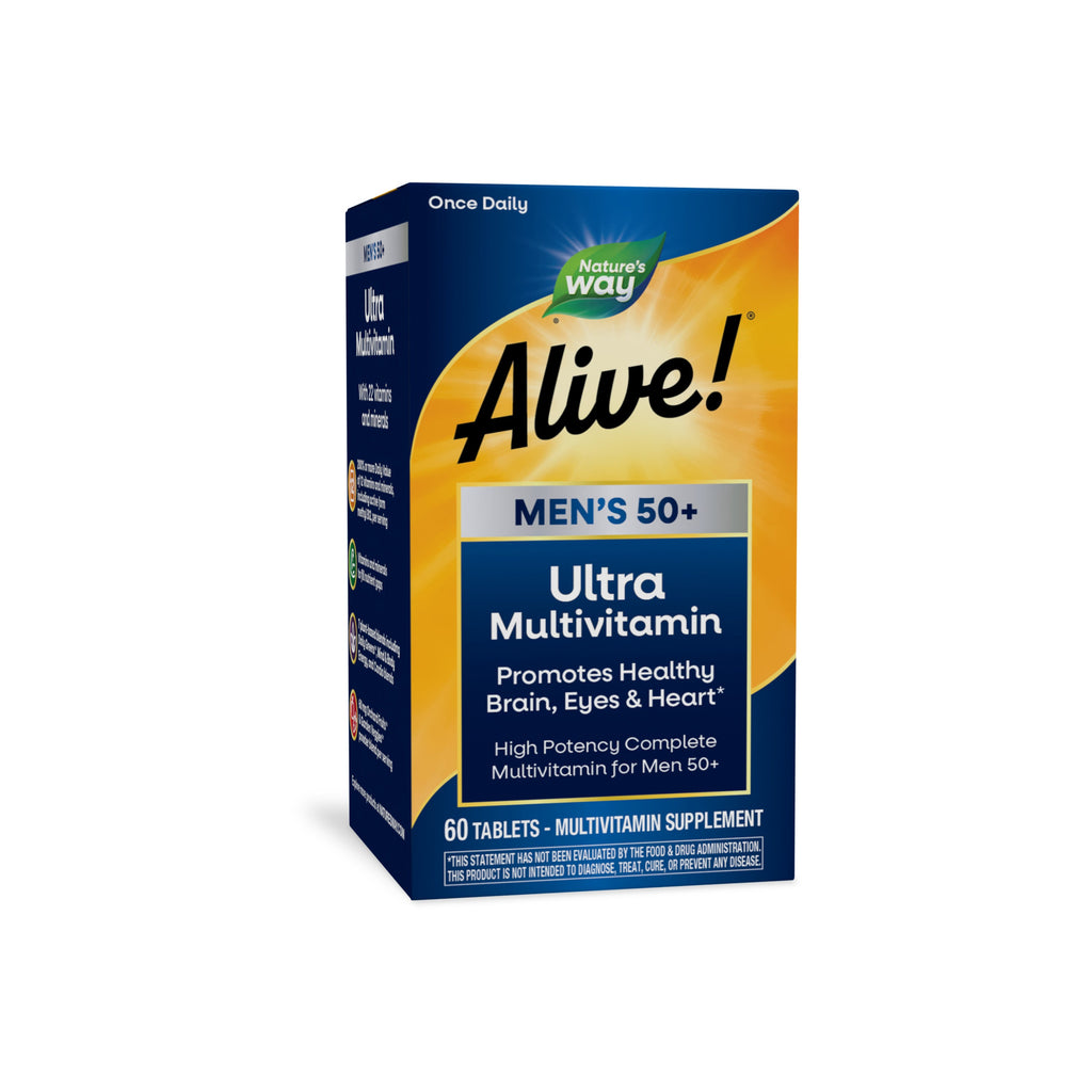 Daily Care Alive Men s 50+ Ultra Multivitamin for daily home and personal routines with pantry foods and beverages