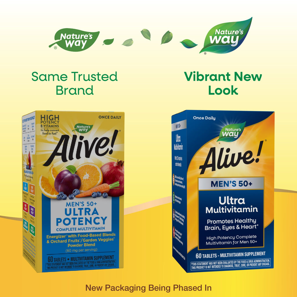 Daily Care Alive Men s 50+ Ultra Multivitamin for daily home and personal routines with pantry foods and beverages