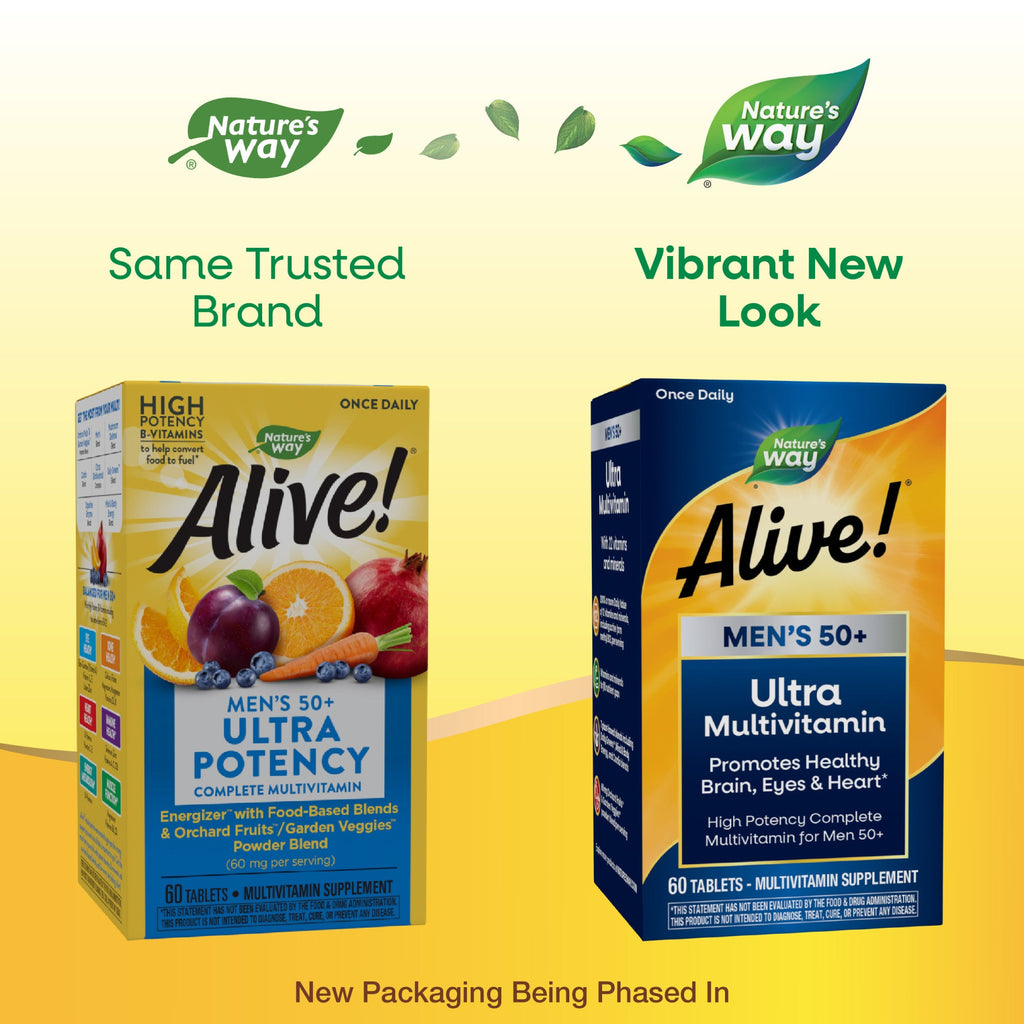 Daily Care Alive Men s 50+ Ultra Multivitamin for daily home and personal routines with pantry foods and beverages