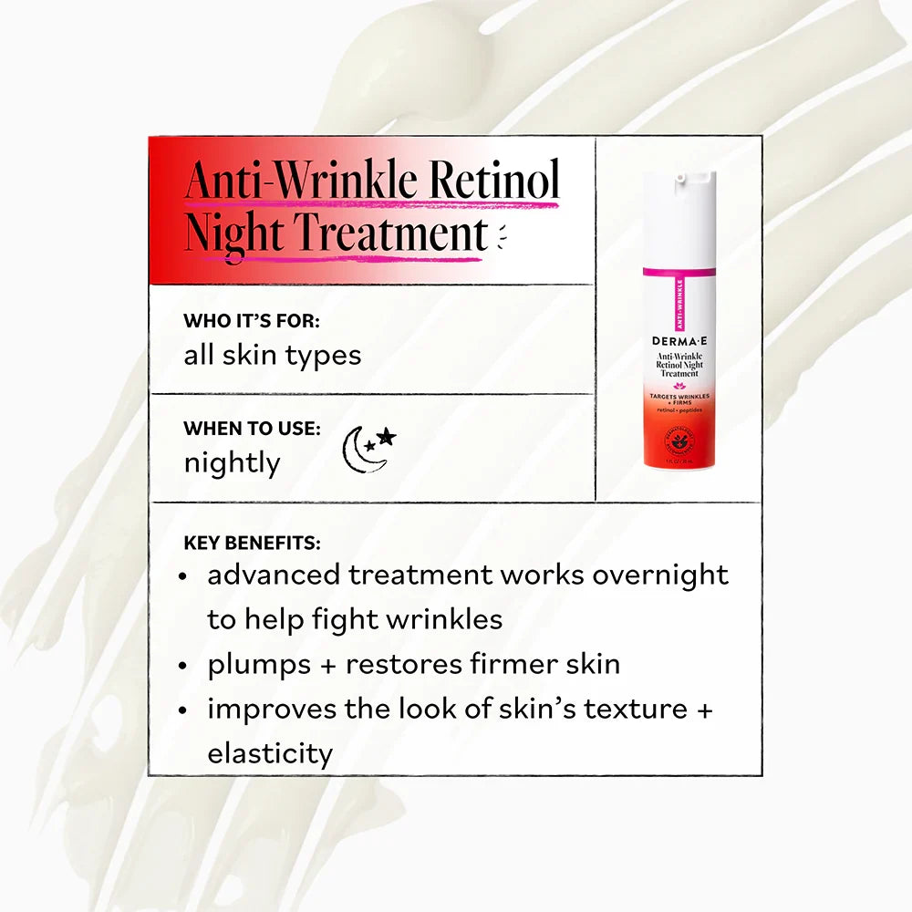 Daily Care Anti-Wrinkle Retinol Night Treatment for daily home and personal routines with facial skin and sun care
