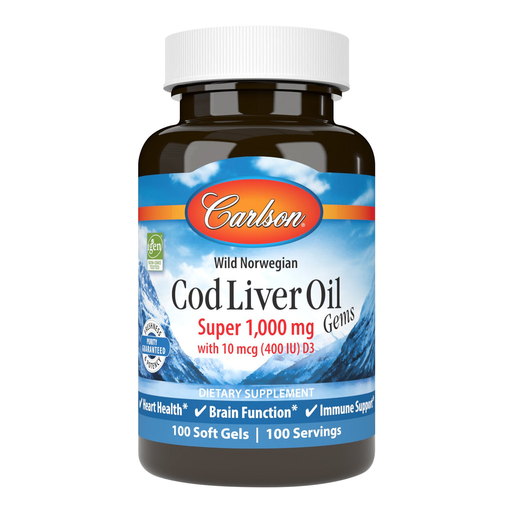 Practical Living Cod Liver Oil Gems Softgels Omega-3s with Vitamins A and D for daily home and personal routines with pantry foods and beverages