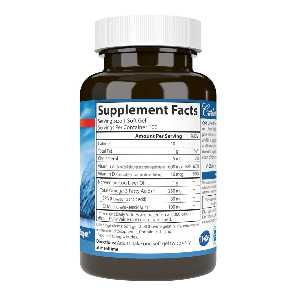 Practical Living Cod Liver Oil Gems Softgels Omega-3s with Vitamins A and D for daily home and personal routines with pantry foods and beverages