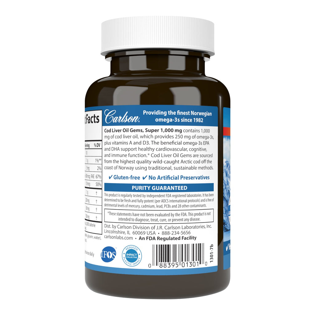 Practical Living Cod Liver Oil Gems Softgels Omega-3s with Vitamins A and D for daily home and personal routines with pantry foods and beverages