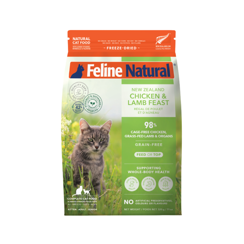 Routine Ready Cat Food - Feline Natural Grain-included, Freeze-Dried for daily home and personal routines with pet care treats and accessories