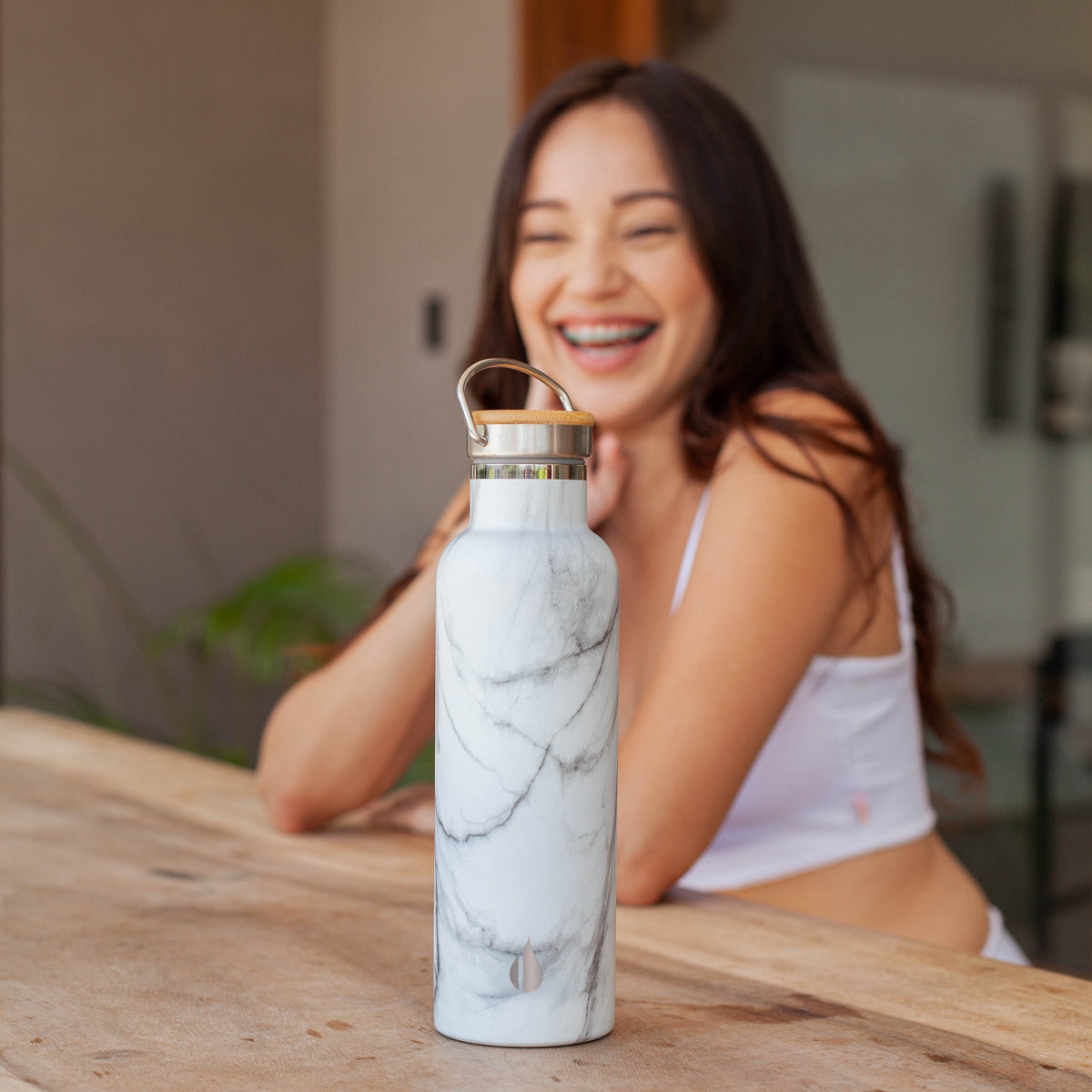 Everyday Home Classic Stainless Steel + Bamboo Lid Bottle for daily home and personal routines with general everyday essentials