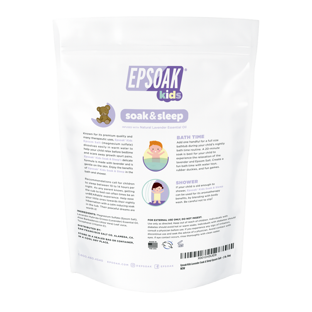 Home Essentials Kids Epsom Salts - Soak and Sleep Bath Salts for daily home and personal routines with bath body and hygiene