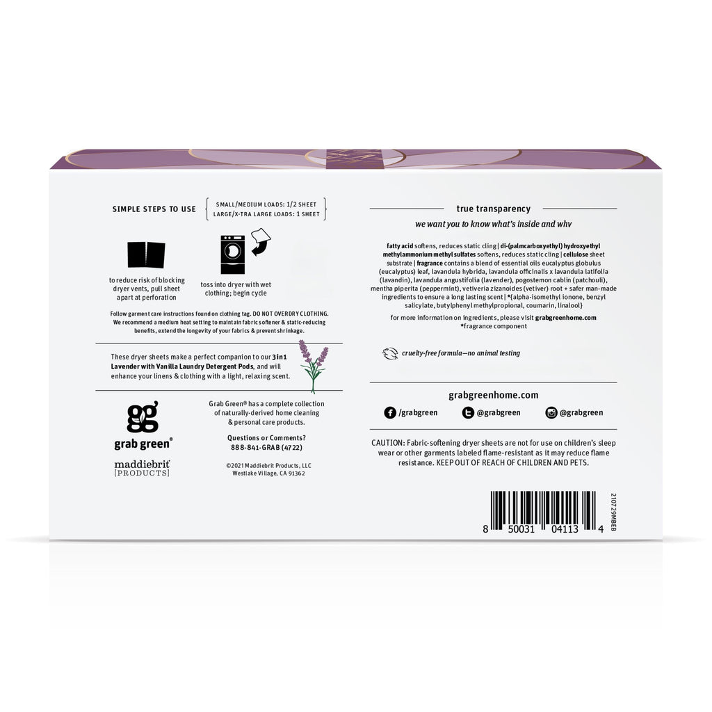 Home Essentials Classic Dryer Sheets - Lavender with Vanilla for daily home and personal routines with general everyday essentials