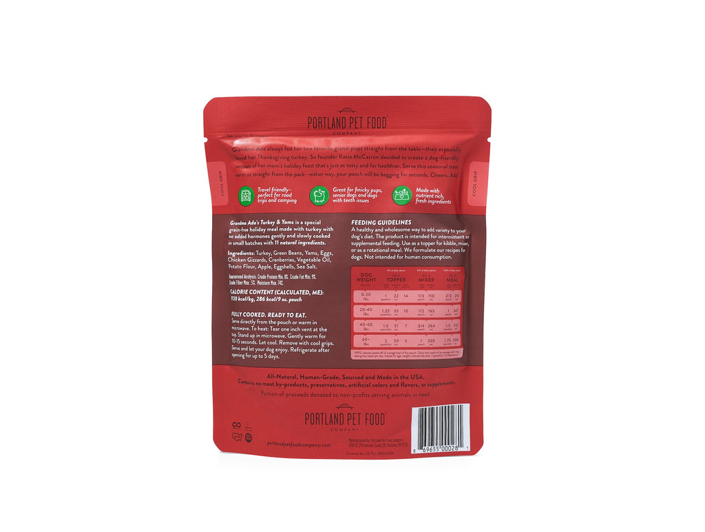 Home Essentials Grandma Ada s Turkey and Yams Human-Grade Dog Meal, Mixer or Meal Topper, 9 oz Pouch - Single for daily home and personal routines with pet care treats and accessories
