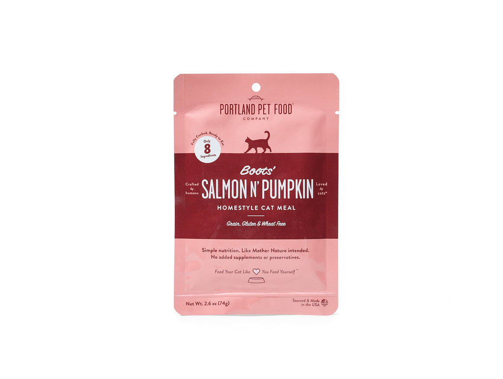 Practical Living Boots Salmon N Pumpkin Human-Grade Cat Meal, Mixer or Meal Topper, 2.6 oz Pouch - Single for daily home and personal routines with pet care treats and accessories