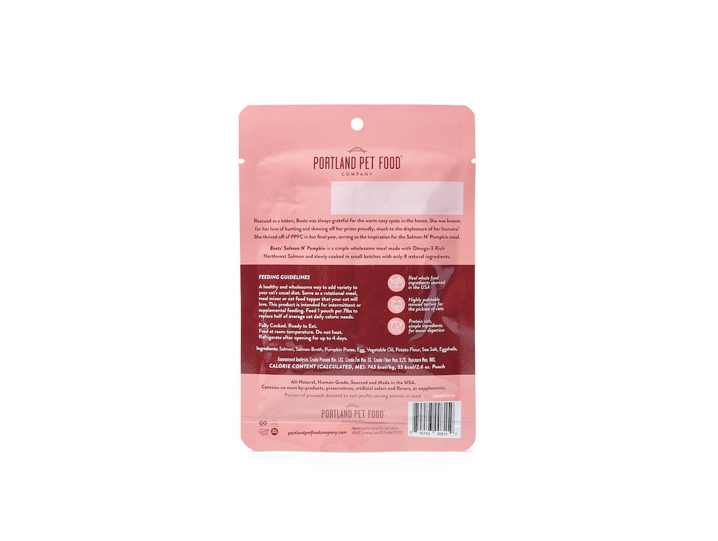 Practical Living Boots Salmon N Pumpkin Human-Grade Cat Meal, Mixer or Meal Topper, 2.6 oz Pouch - Single for daily home and personal routines with pet care treats and accessories