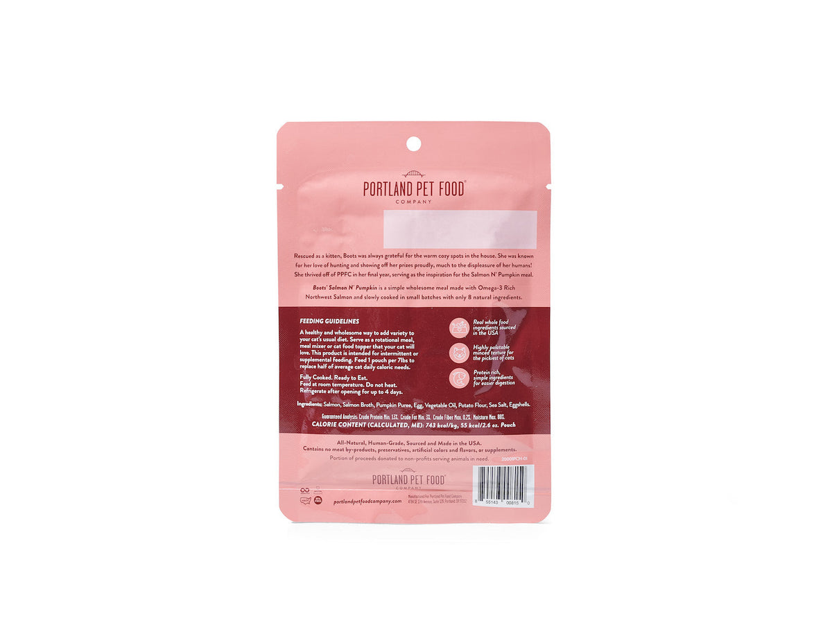 Practical Living Boots Salmon N Pumpkin Human-Grade Cat Meal, Mixer or Meal Topper, 2.6 oz Pouch - Single for daily home and personal routines with pet care treats and accessories