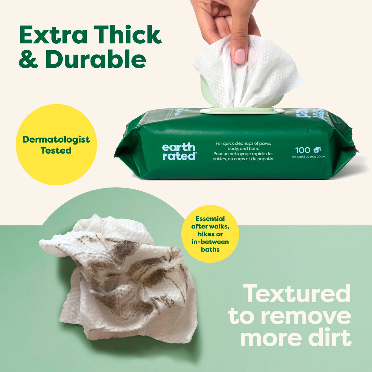 Everyday Home Dog Grooming Wipes Extra Thick, White Tea Basil Scented for daily home and personal routines with pet care treats and accessories