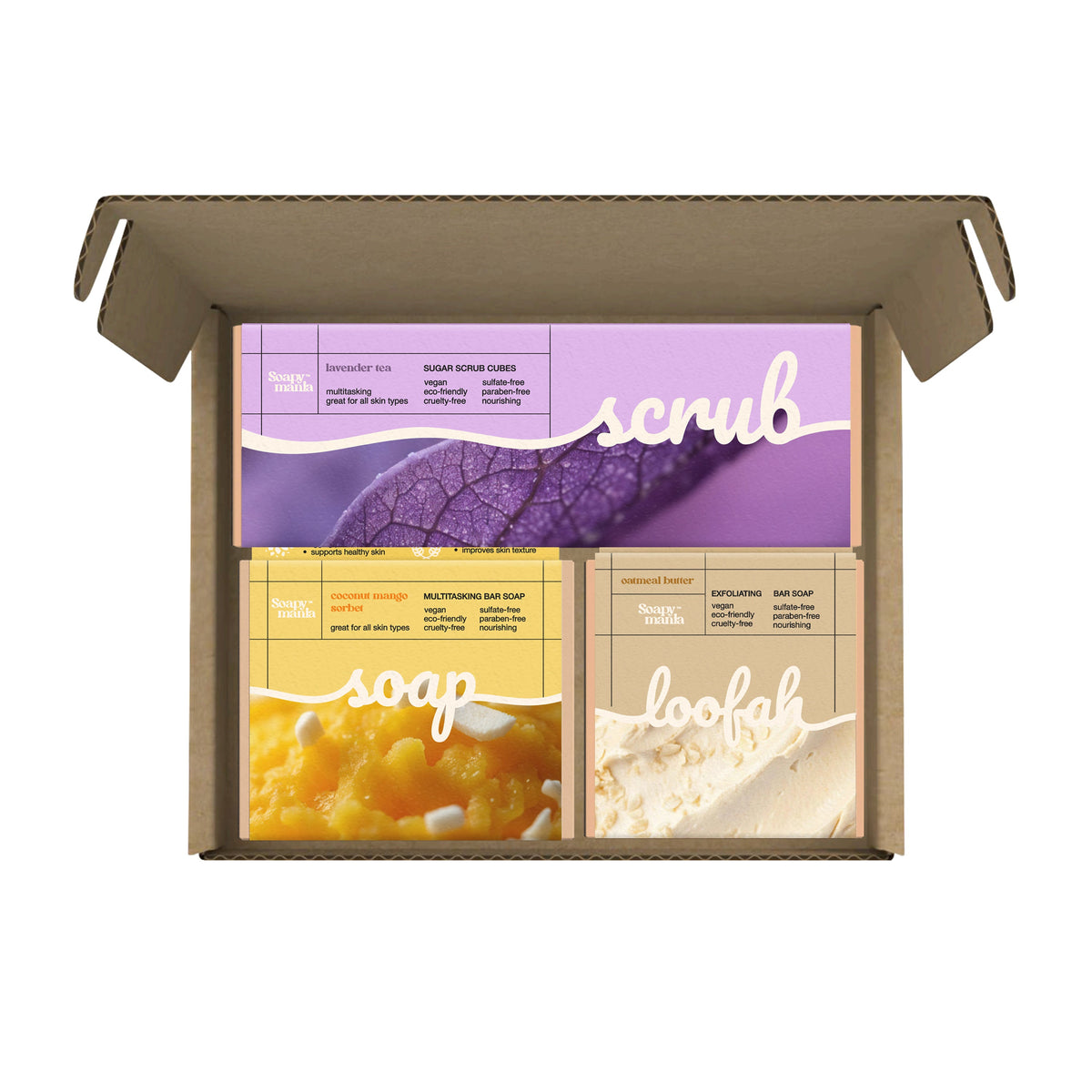 Daily Care Body Care Set - Cleanse + Exfoliate + Hydrate for daily home and personal routines with bath body and hygiene