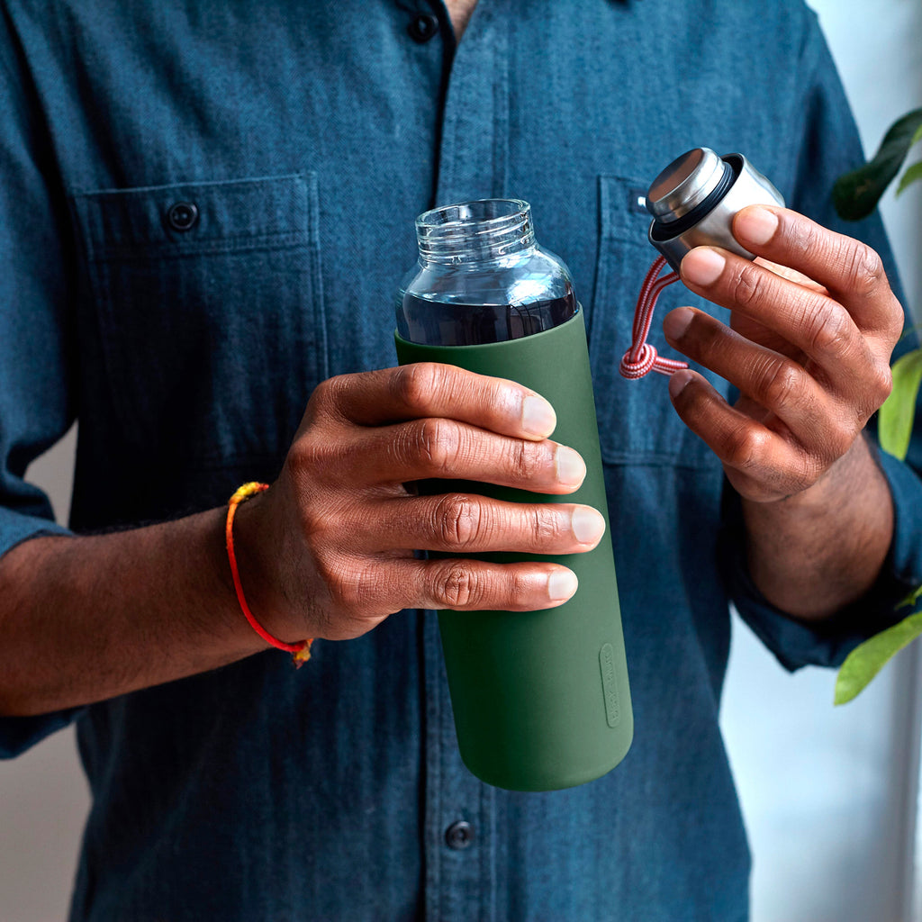 Routine Ready Glass Water Bottle with Stainless Steel Lid for daily home and personal routines with general everyday essentials