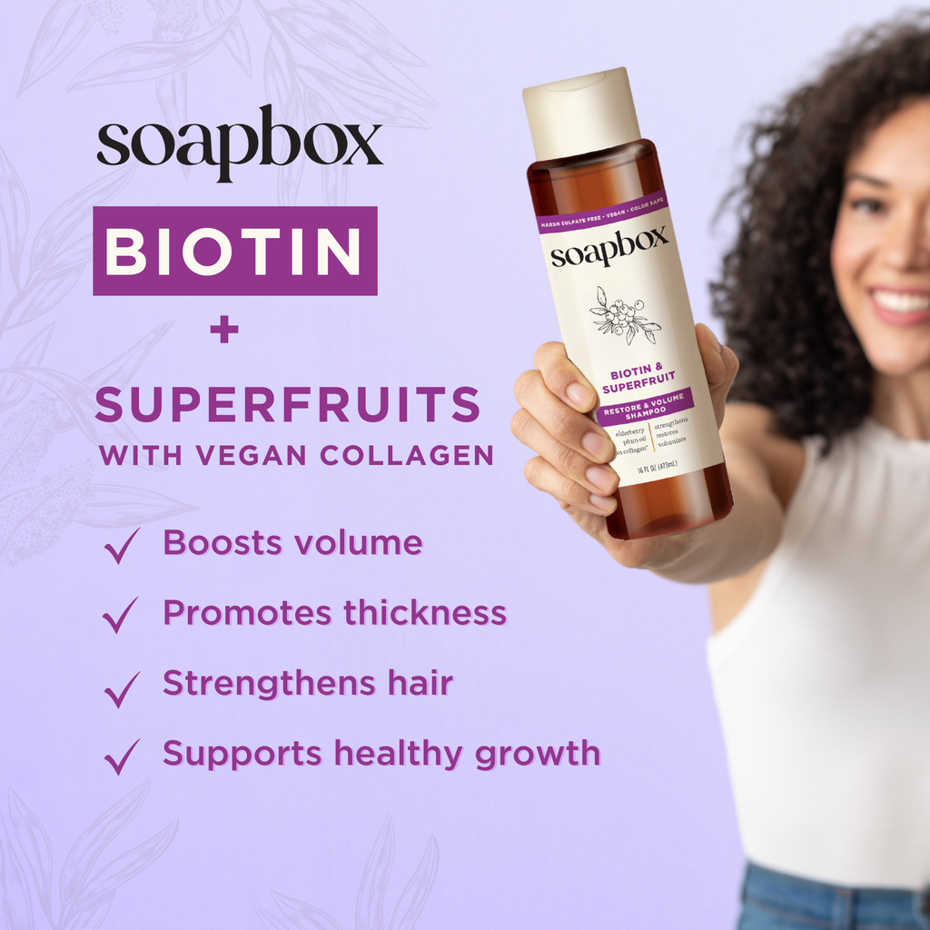 Home Essentials Biotin and Superfruit Restore and Volumize Shampoo for daily home and personal routines with hair care