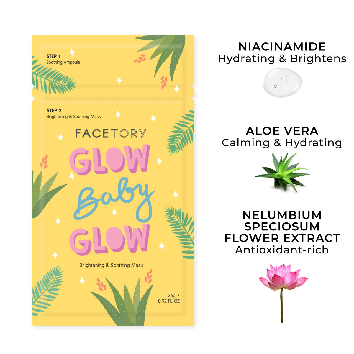 Home Essentials 2-step Glow Baby Glow for daily home and personal routines with facial skin and sun care