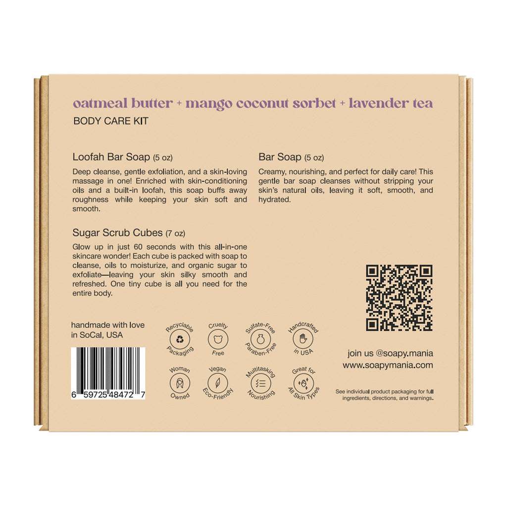 Daily Care Body Care Set - Cleanse + Exfoliate + Hydrate for daily home and personal routines with bath body and hygiene