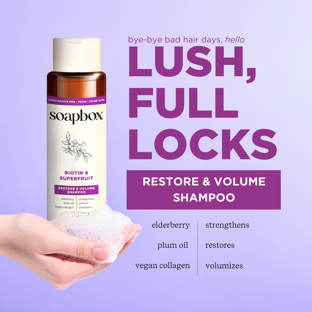 Home Essentials Biotin and Superfruit Restore and Volumize Shampoo for daily home and personal routines with hair care