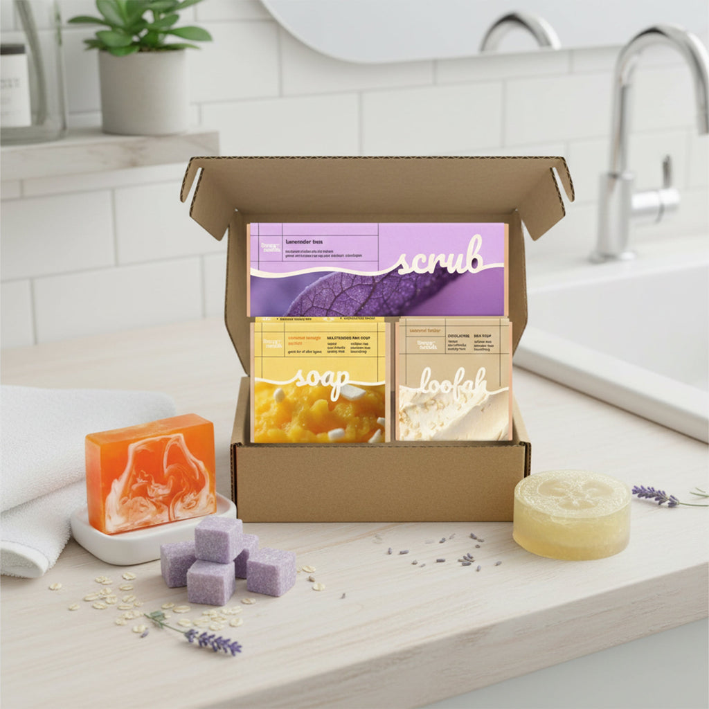 Daily Care Body Care Set - Cleanse + Exfoliate + Hydrate for daily home and personal routines with bath body and hygiene