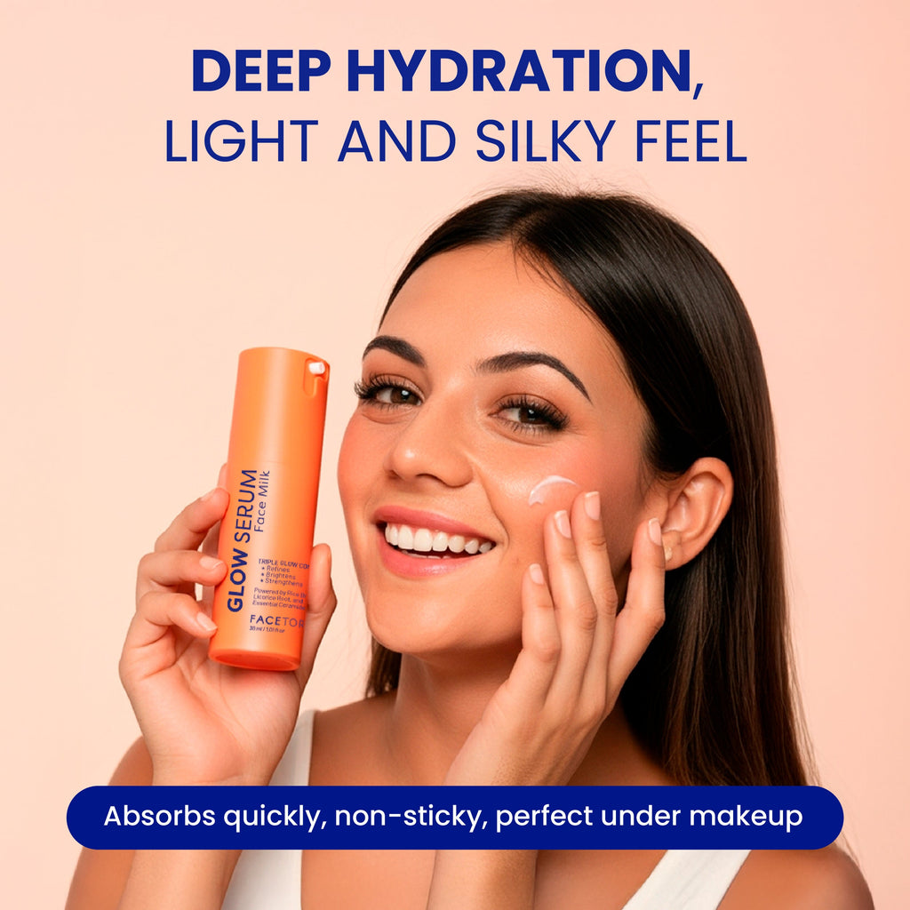 Routine Ready Glow Serum Face Milk for daily home and personal routines with facial skin and sun care