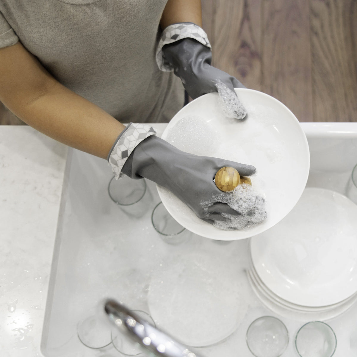 Practical Living High and Dry Cleaning Gloves for daily home and personal routines with cleaning laundry and paper products
