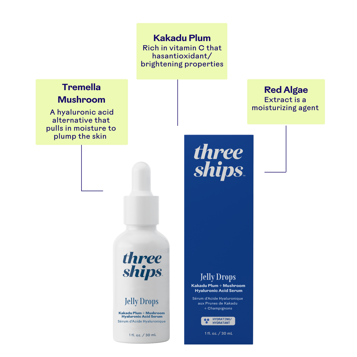 Home Essentials Jelly Drops Kakadu Plum + Mushroom Hyaluronic Acid Serum for daily home and personal routines with facial skin and sun care