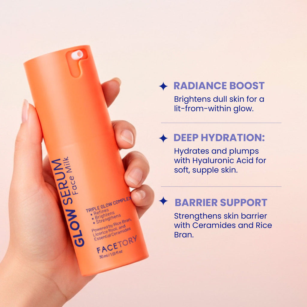 Routine Ready Glow Serum Face Milk for daily home and personal routines with facial skin and sun care