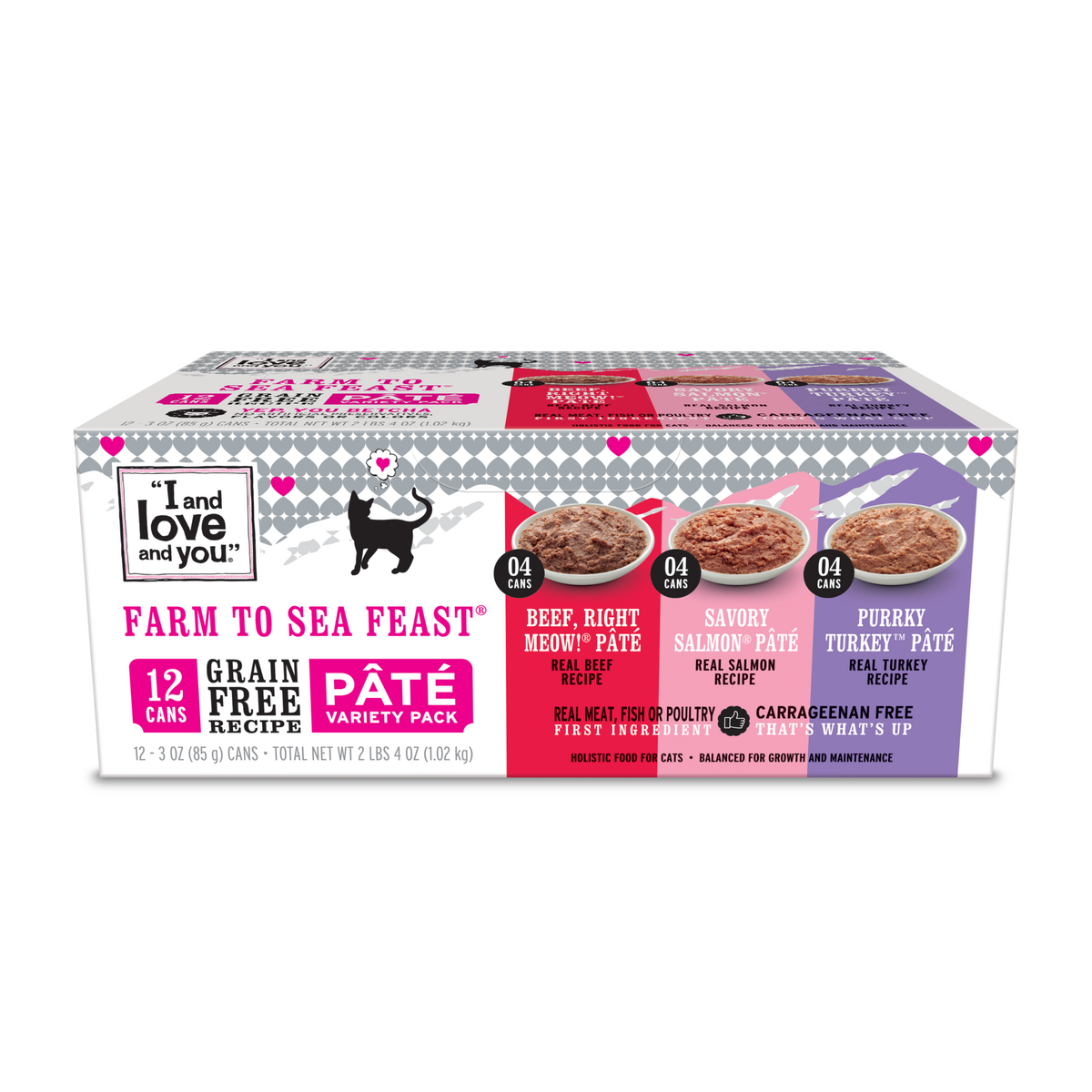 Farm To Sea Feast Cat Wet Food, Pate Variety Pack, 3oz, 12-Pack