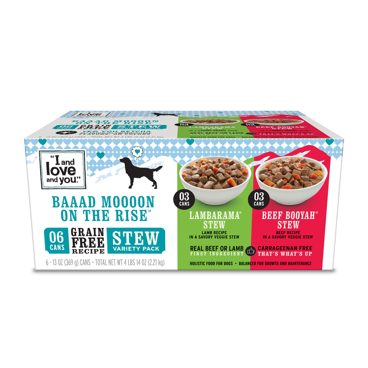 Baad Mooon On The Rise Stew Variety Pack - Beef + Lamb Stew, Grain Free, Filler Free, 13 oz, 6-Pack