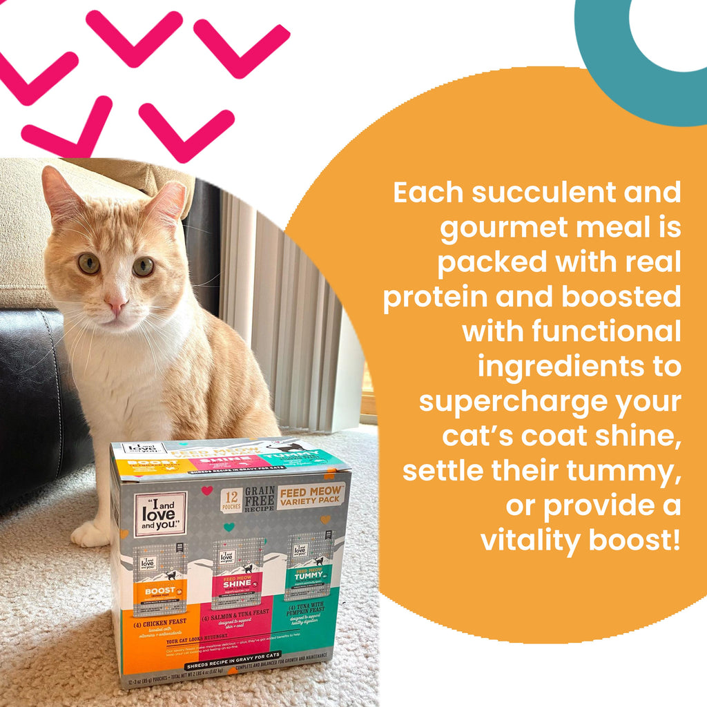 Home Essentials Feed Meow Variety Pack Grain-included Chunks In Gravy Wet Cat Food for daily home and personal routines with pet care treats and accessories