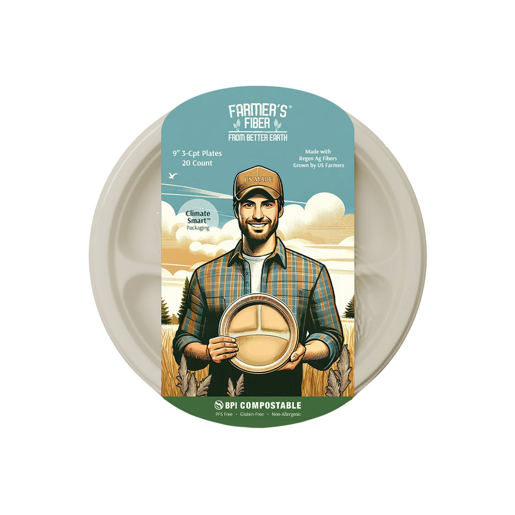 9" 3 Comp Farmer's Fiber Collection Round Plate