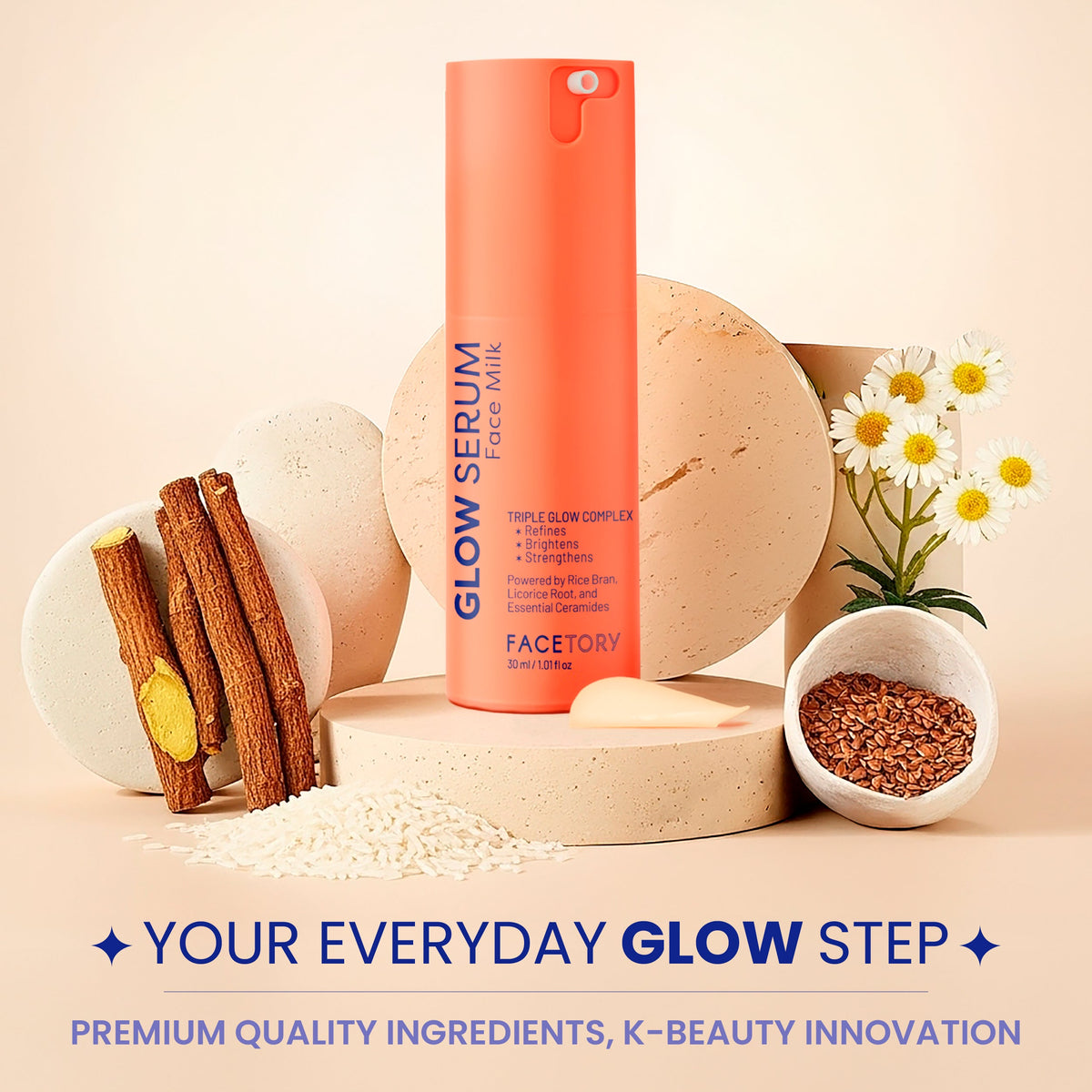 Routine Ready Glow Serum Face Milk for daily home and personal routines with facial skin and sun care