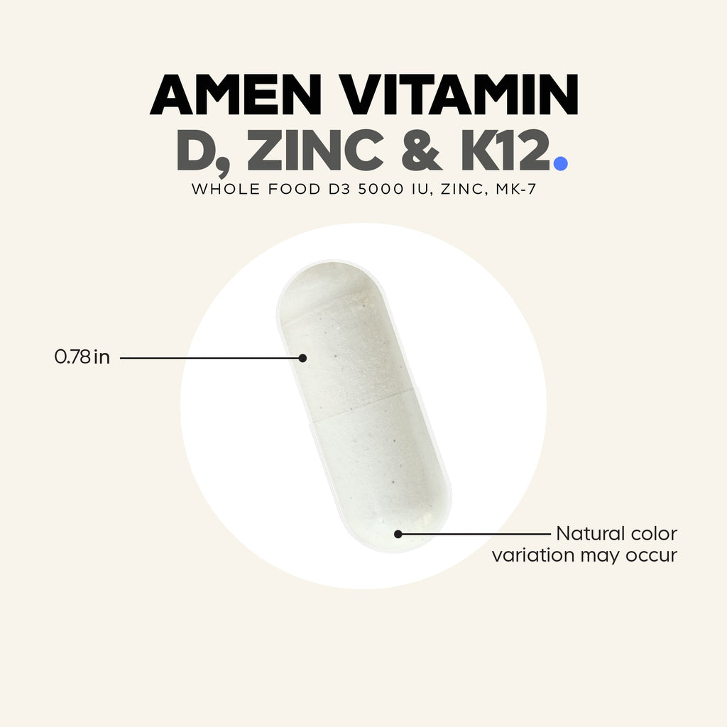 Routine Ready Amen Vitamin D, K2 and Zinc Capsules for daily home and personal routines with general everyday essentials