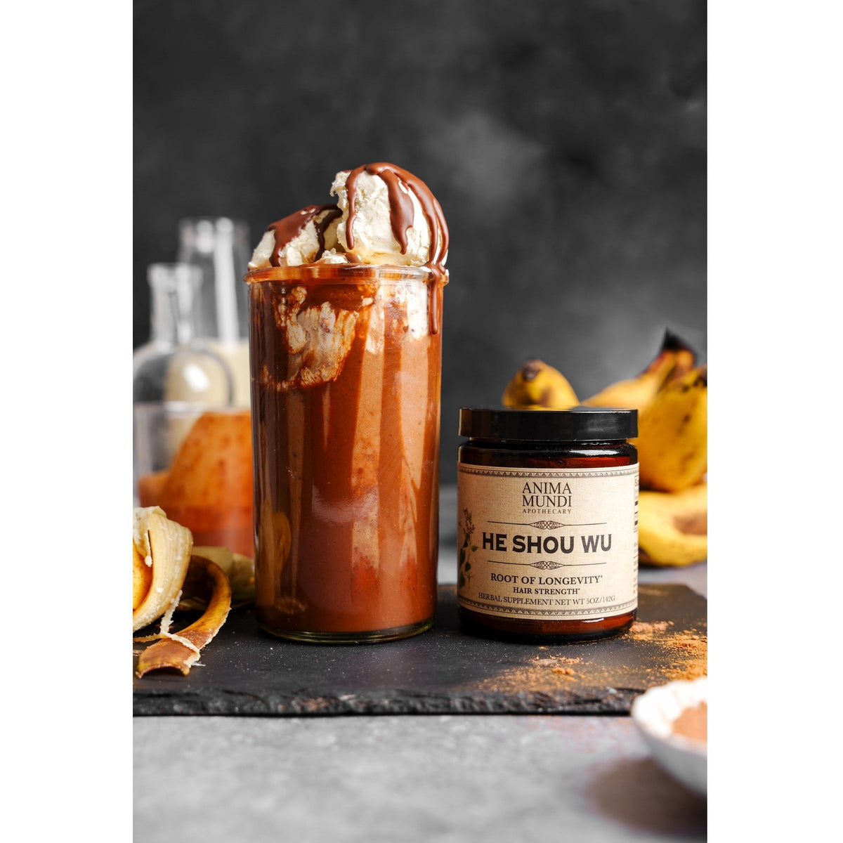 Home Essentials HE SHOU WU, Hair Strength + Shine for daily home and personal routines with hair care