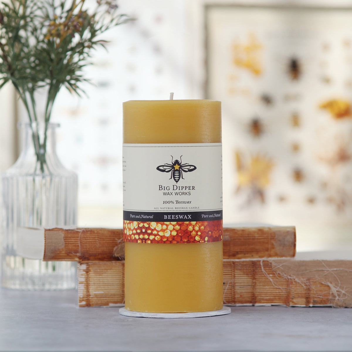 Home Essentials fully Pure Beeswax Pillar Candle for daily home and personal routines with home organization and everyday goods