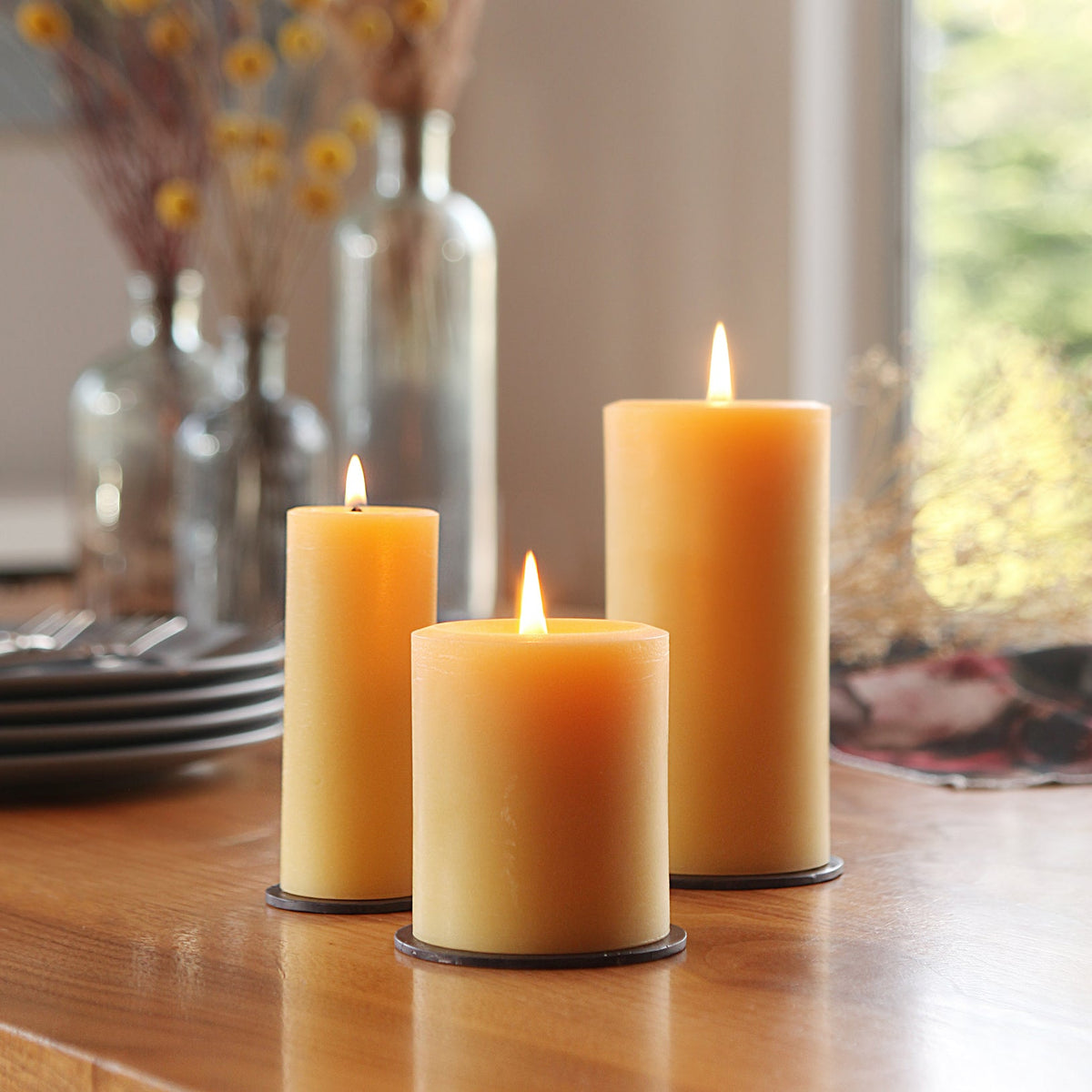 Home Essentials fully Pure Beeswax Pillar Candle for daily home and personal routines with home organization and everyday goods