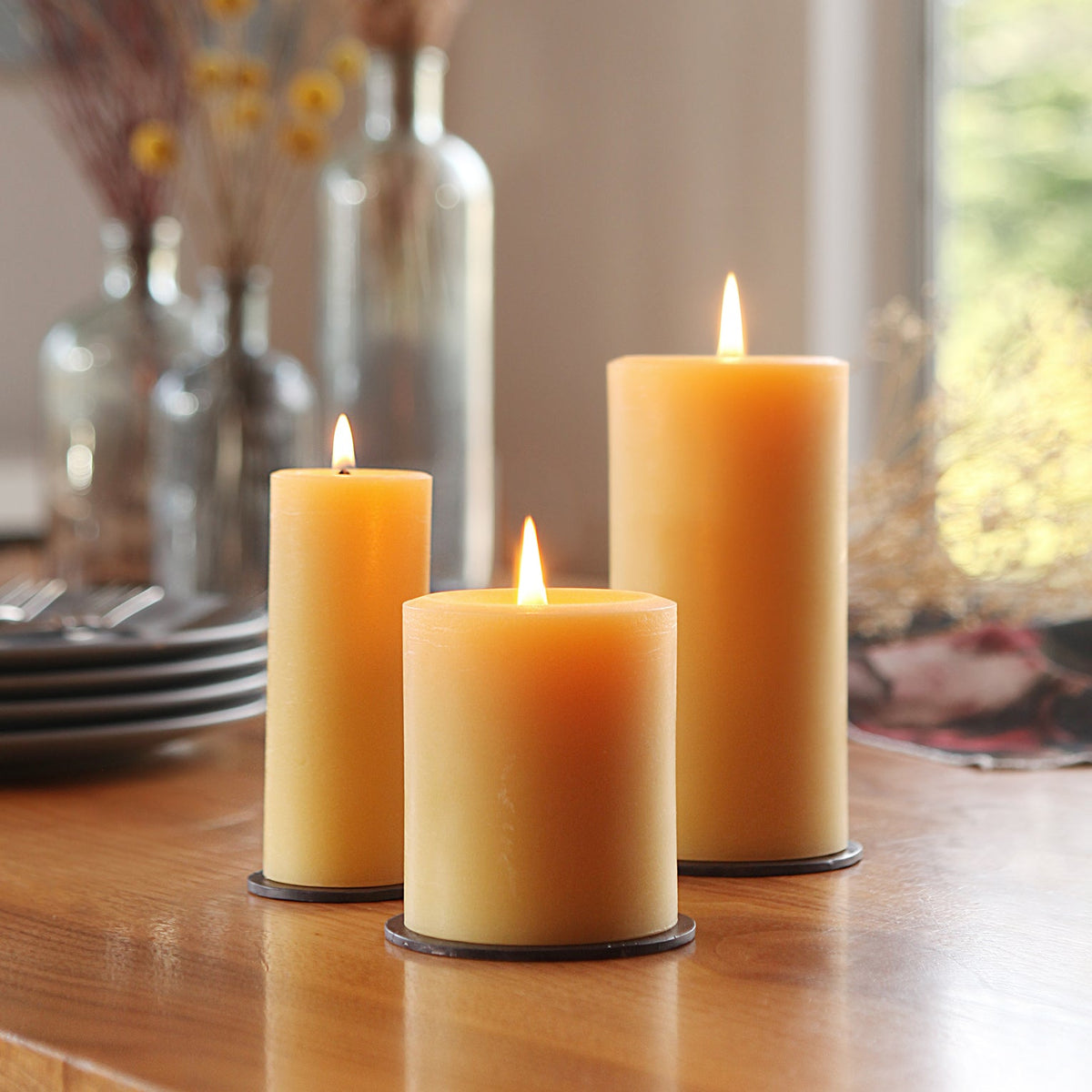 Home Essentials fully Pure Beeswax Pillar Candle for daily home and personal routines with home organization and everyday goods
