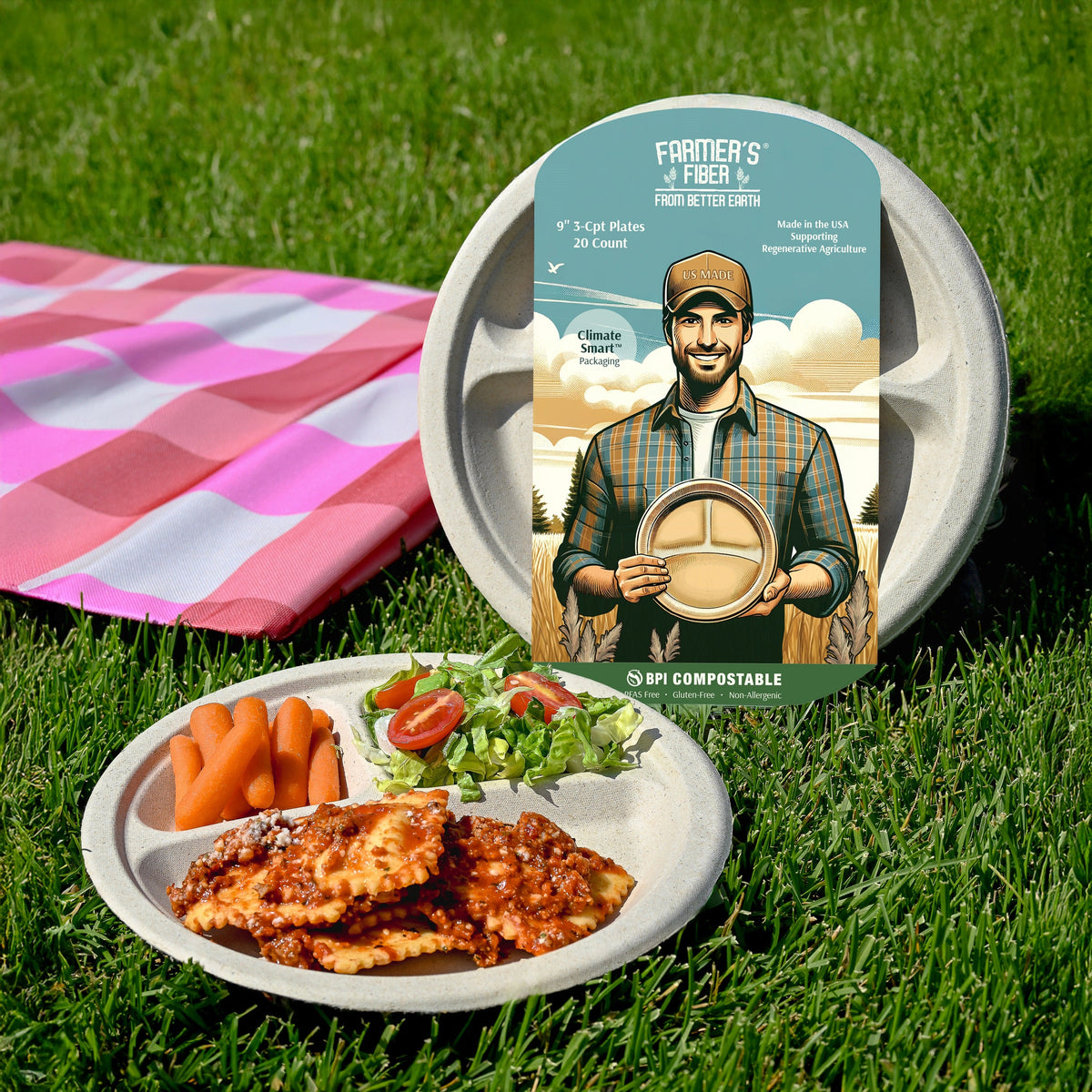 Everyday Home 9 3 Comp Farmer s Fiber Collection Round Plate for daily home and personal routines with general everyday essentials