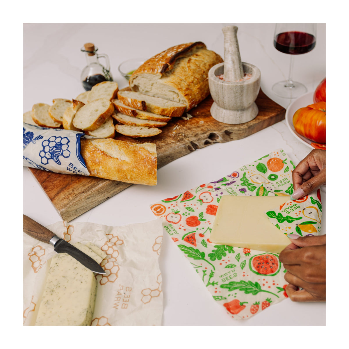Everyday Home Beeswax Wraps for Food - Cut to Size Roll for daily home and personal routines with pantry foods and beverages