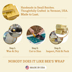 Daily Care Beeswax Wraps for Food - Large for daily home and personal routines with pantry foods and beverages