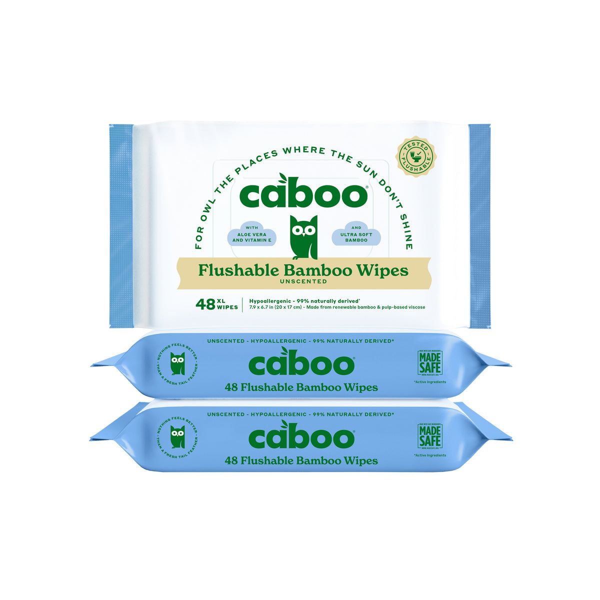 Flushable Bamboo Wipes - Pack of 3