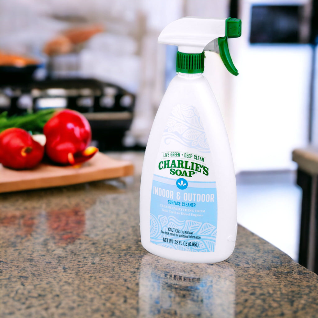 Practical Living Indoor and Outdoor Multi-Purpose Surface Cleaner Spray for daily home and personal routines with cleaning laundry and paper products