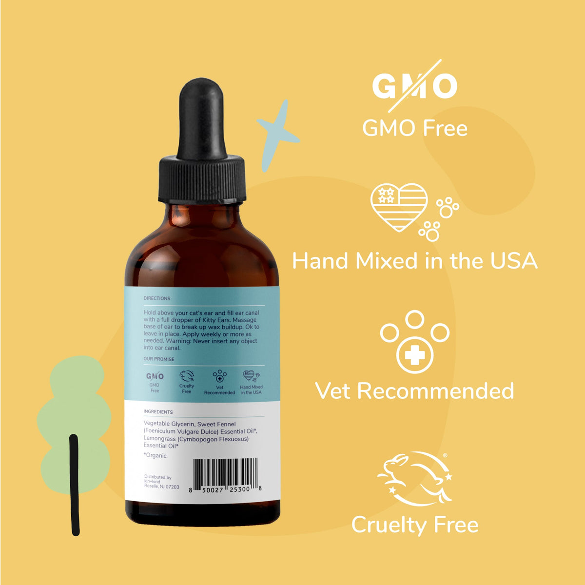 Home Essentials Kitty Ears - Leave-In Cat Ear Cleaner for daily home and personal routines with cleaning laundry and paper products