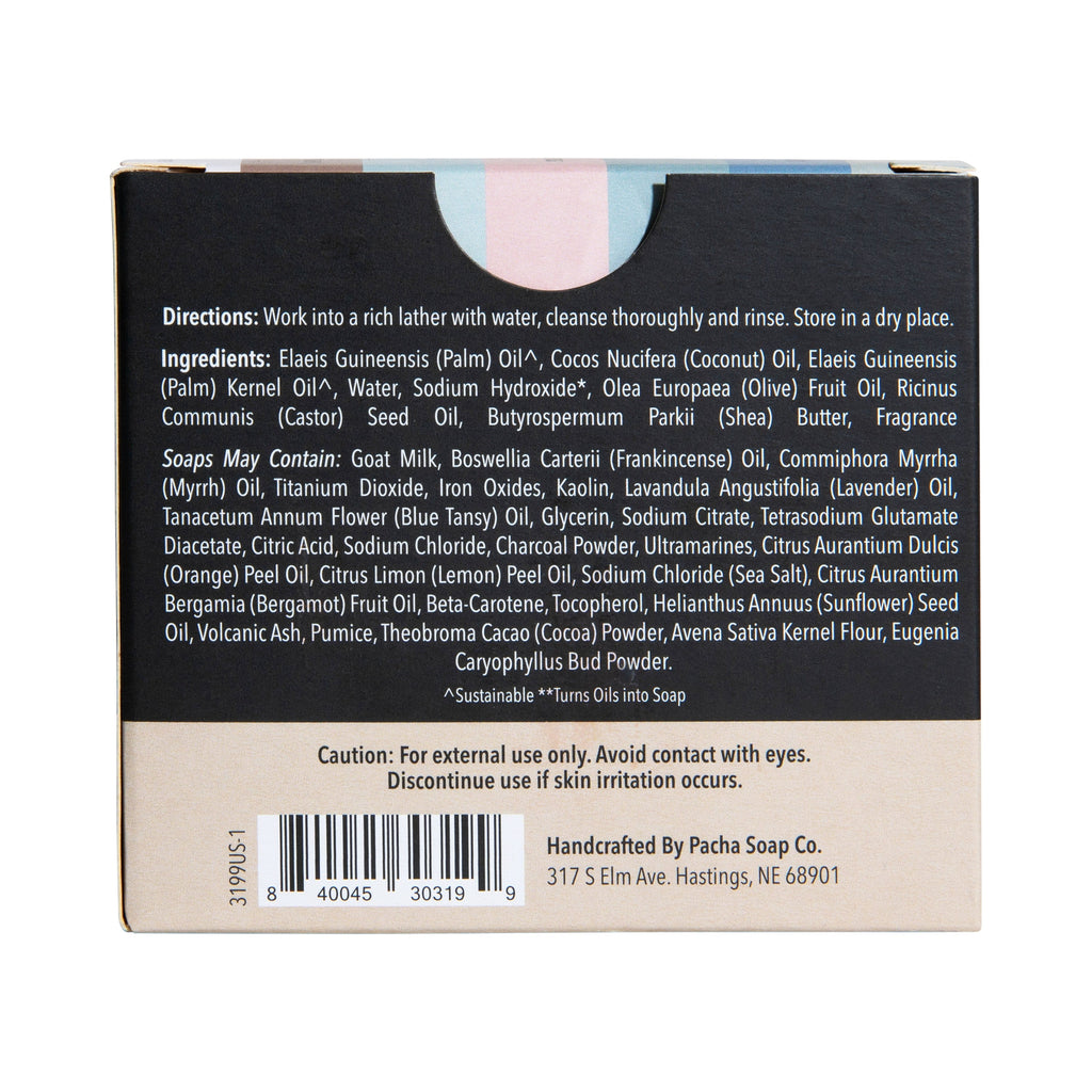 Routine Ready Bar Soap Set, Pacha Peaces Collection for daily home and personal routines with bath body and hygiene