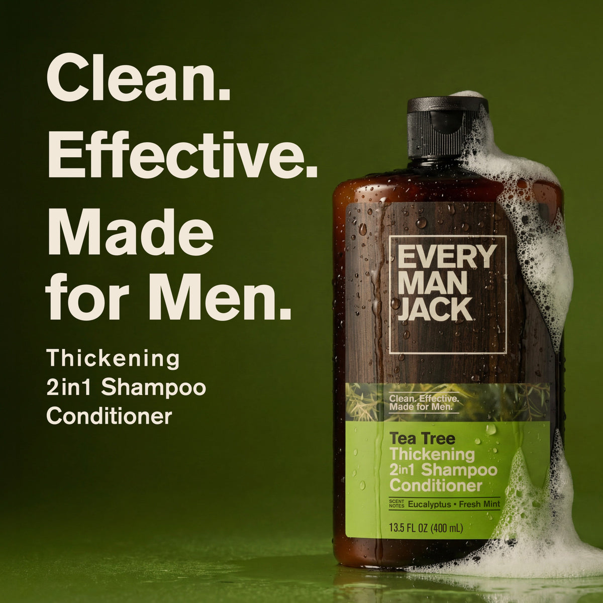 Practical Living 2-in-1 Shampoo and Conditioner for Men, Naturally Derived for daily home and personal routines with hair care