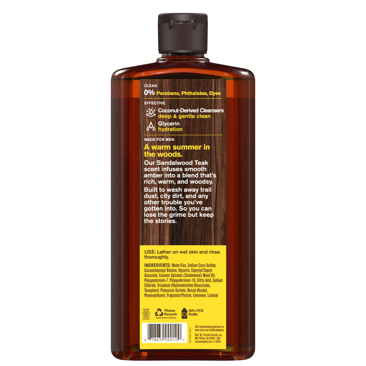 Daily Care Hydrating Body Wash for Men, Naturally Derived for daily home and personal routines with bath body and hygiene