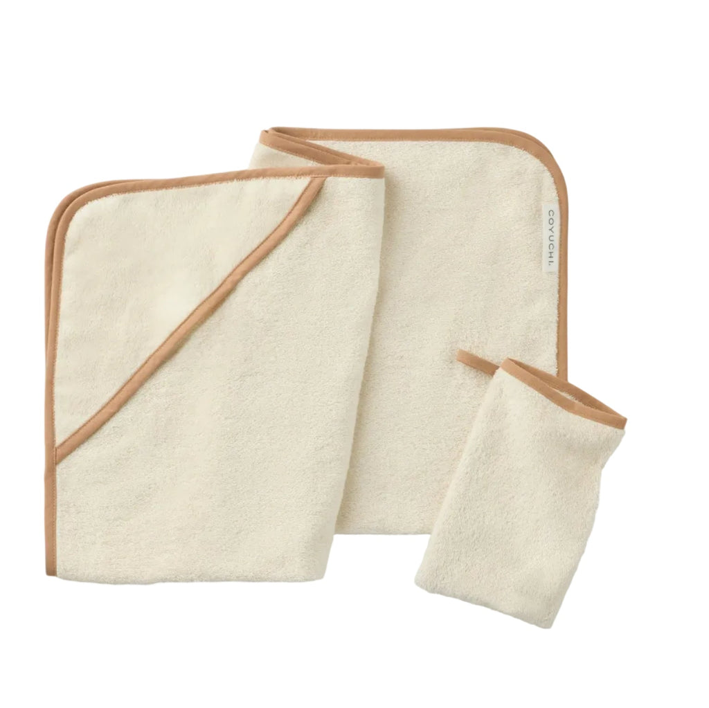 Cloud Loom™ Organic Baby Hooded Towel and Bath Mitt Set