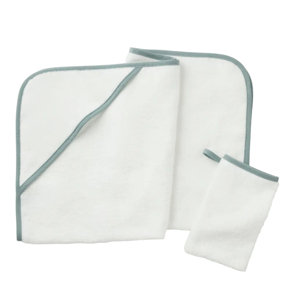 Cloud Loom™ Organic Baby Hooded Towel and Bath Mitt Set