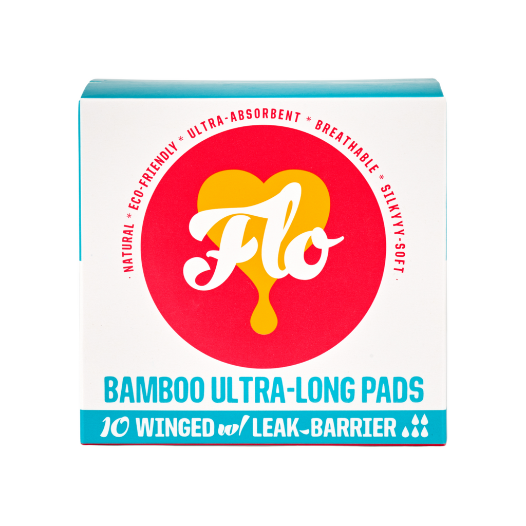 Home Essentials Flo Organic Bamboo Ultra-long Period Pads Winged for daily home and personal routines with bath body and hygiene